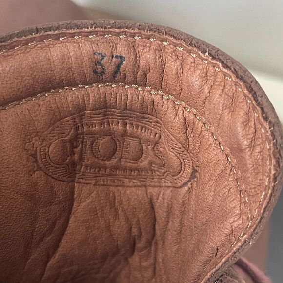 Tods Ankle Booties Women's‎ Brown Leather Lace Up Size 37 US 7 - Picture 8 of 12